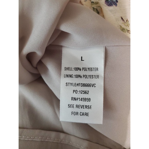 Vici Dress Large Women Long‎ Sleeve Boho Floral Swing Ivory Tiered Ruffle Neck - Picture 10 of 13